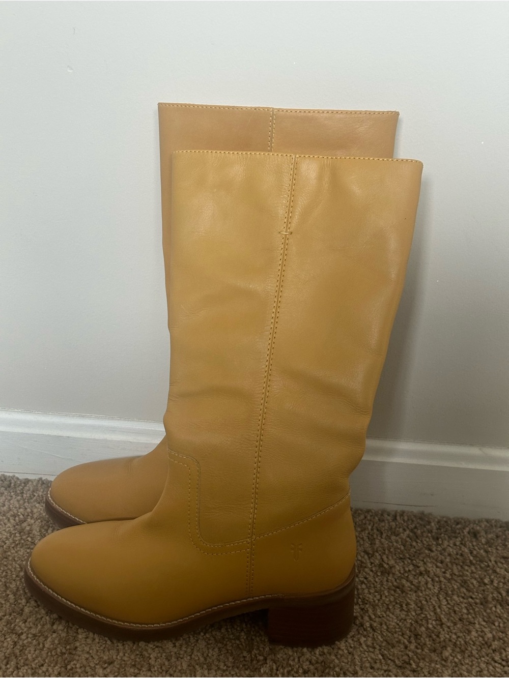 Frye Mustard Leather Knee Boots